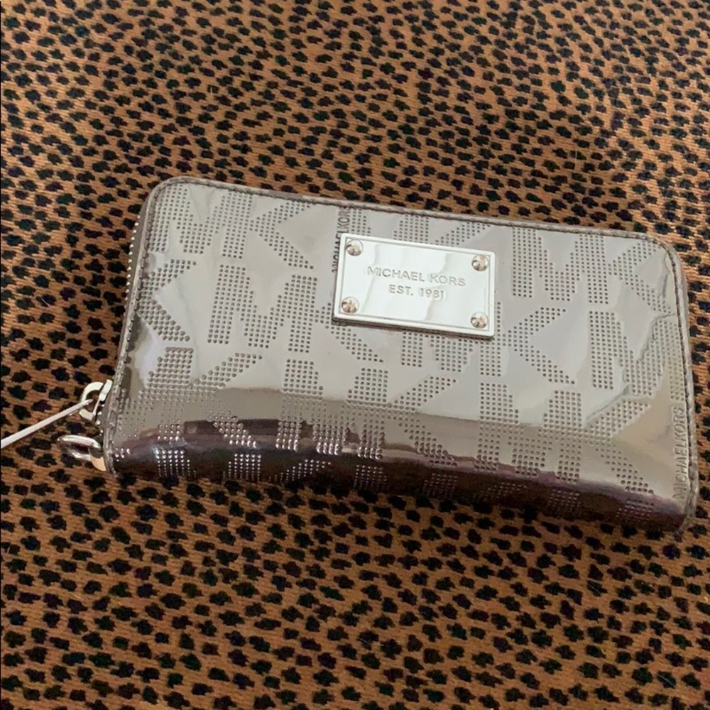 🦓SALE-Michael Kors wallet-metallic silver